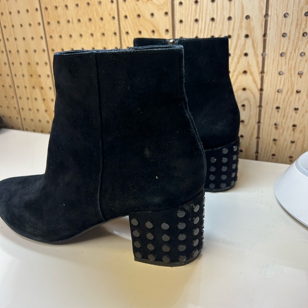 Bibi Lou Black Suede Ankle Boots with Studded Heels